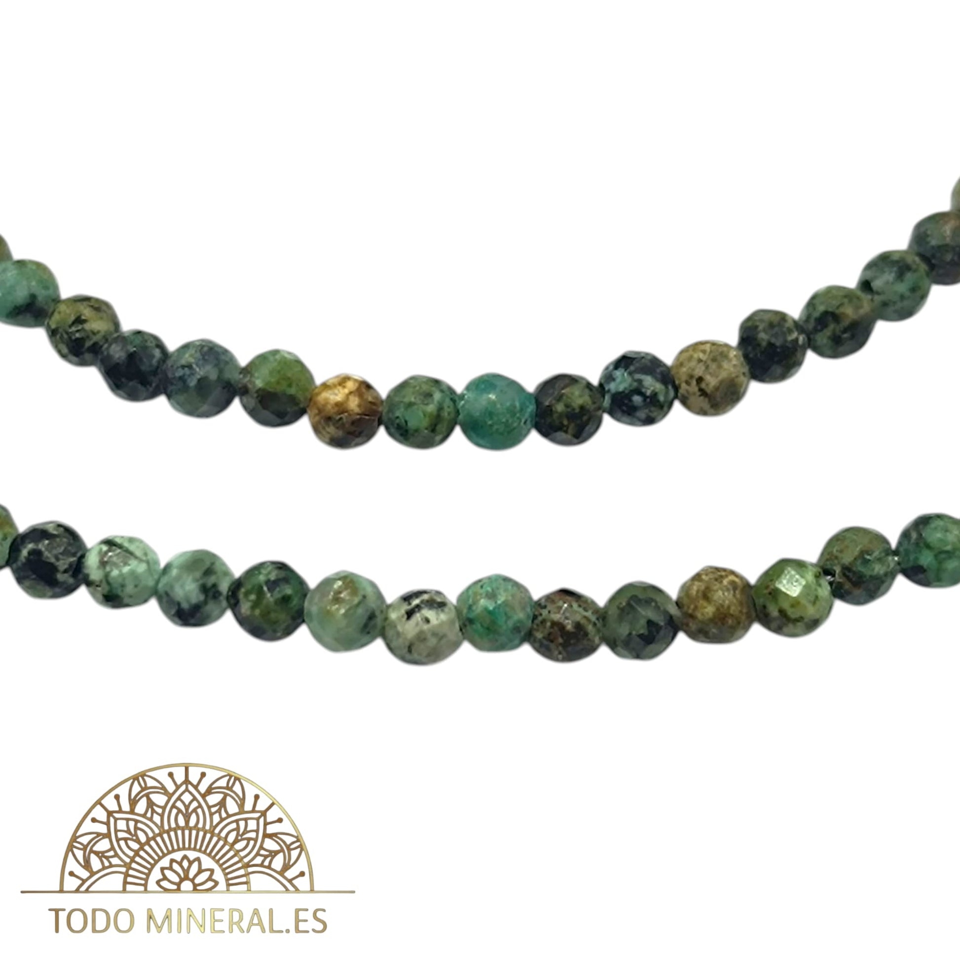 Juego Pulsera Y collar Piedra Natural Turquesa Africana Facetada 4 mm Cierre N Plata 925 Largo 45 CMS TODOMINERAL