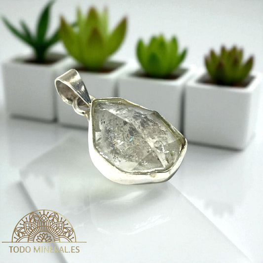 Colgante Plata 925 Con Piedra Natural Cuarzo Cristal 20 mm Aproximadamente PIEZA N2 TODOMINERAL