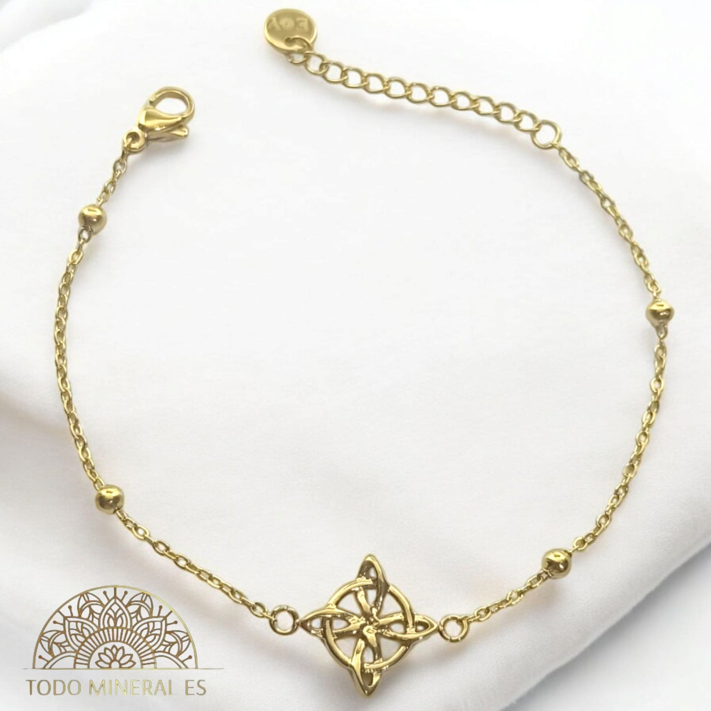 Pulsera Acero Dorado Con Dije Nudo De Brujas PULSERA ACERO