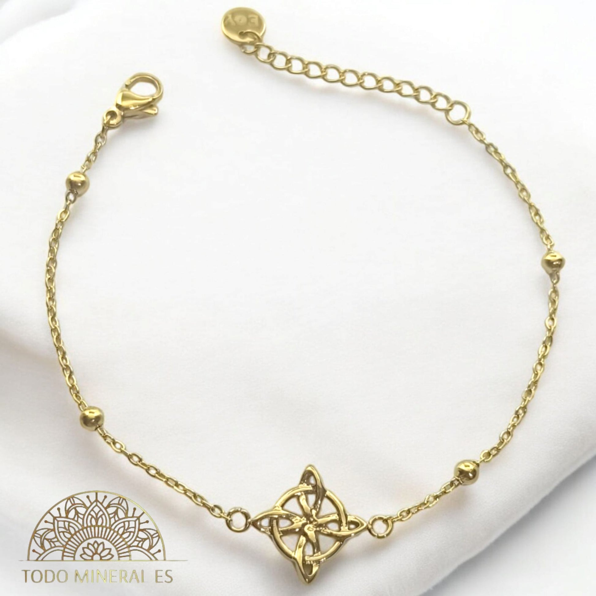 Pulsera Acero Dorado Con Dije Nudo De Brujas PULSERA ACERO