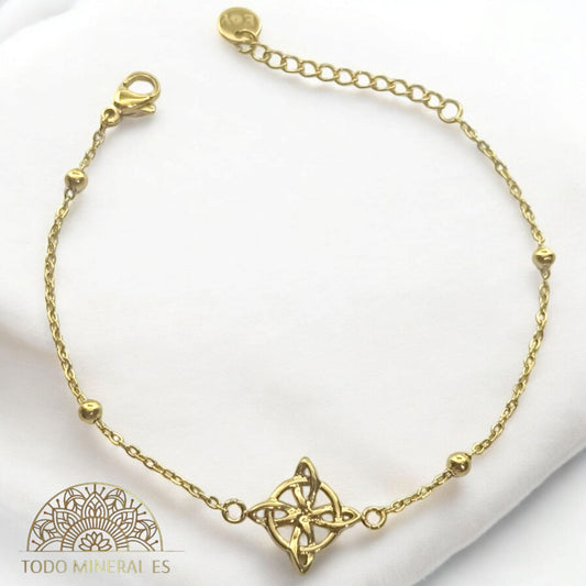 Pulsera Acero Dorado Con Dije Nudo De Brujas PULSERA ACERO