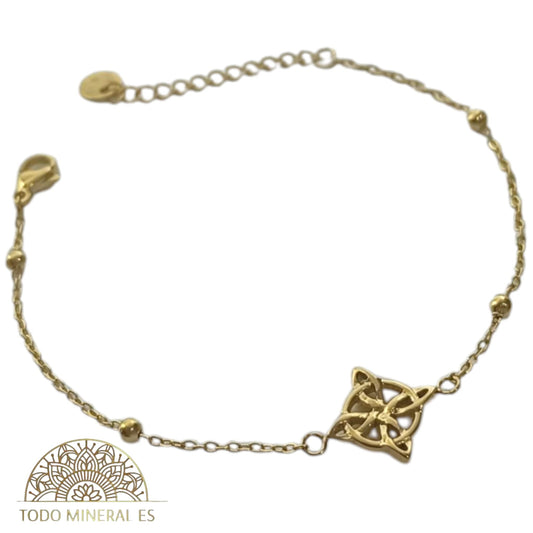 Pulsera Acero Dorado Con Dije Nudo De Brujas PULSERA ACERO