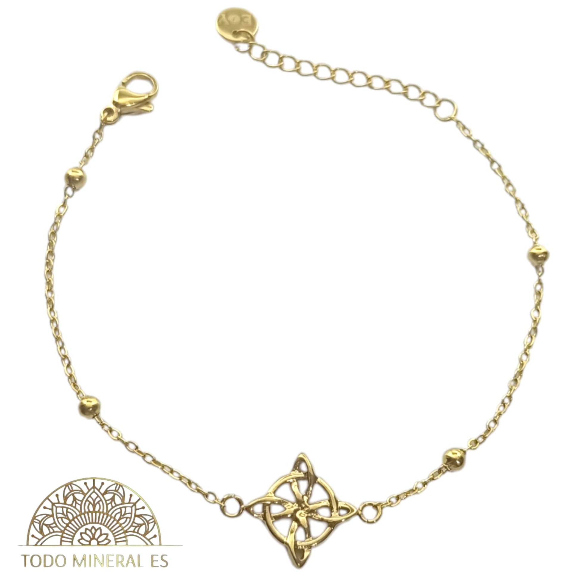Pulsera Acero Dorado Con Dije Nudo De Brujas PULSERA ACERO