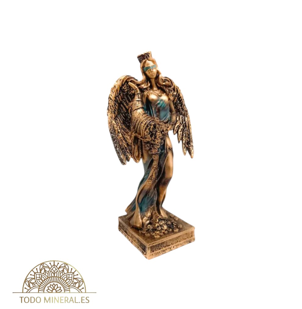 Figura Diosa De La Fortuna Con Alas 20 Cms Aprox Color Cobre/Azul 600102138-03 TODOMINERAL