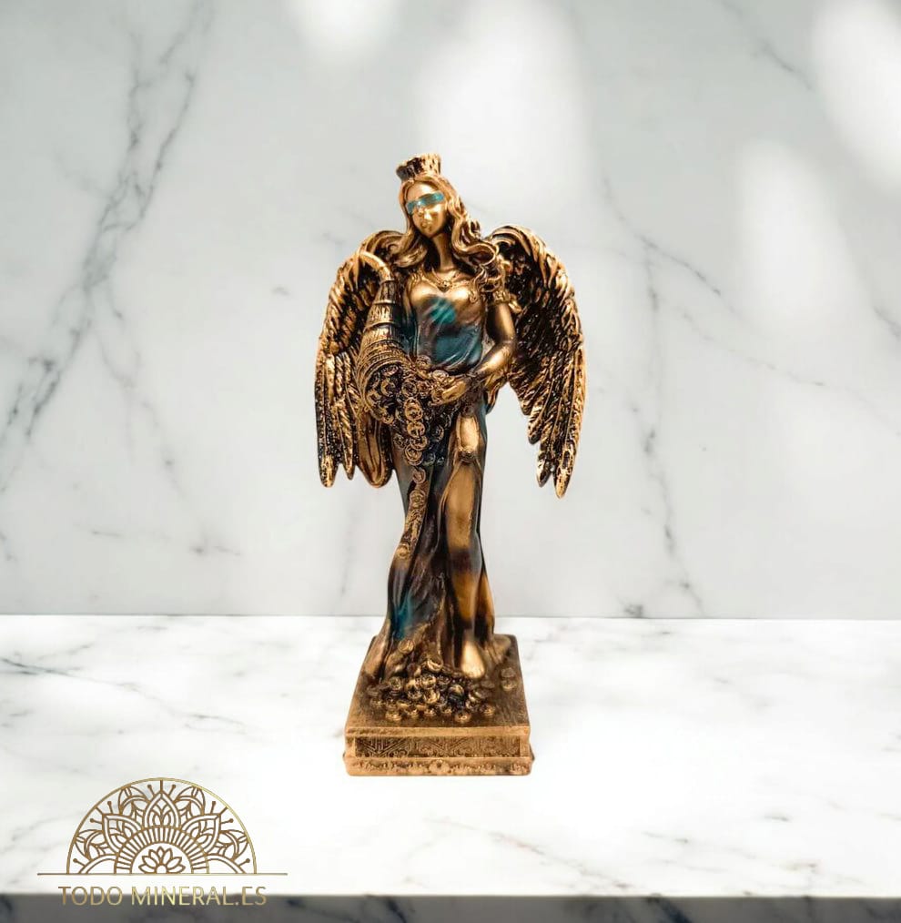 Figura Diosa De La Fortuna Con Alas 20 Cms Aprox Color Cobre/Azul 600102138-03 TODOMINERAL