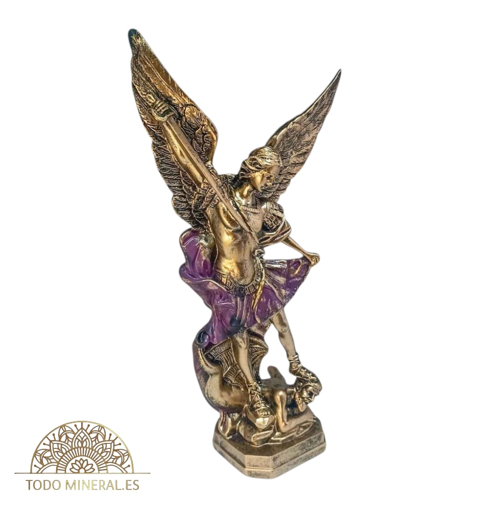 Figura En Resina Arcángel San Miguel 29 Cms Aprox En Color Morado 600102913 TODOMINERAL