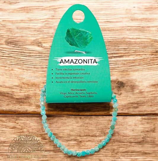 Pulsera Facetada 3 mm Piedra Natural Amazonita 600601859 TODOMINERAL