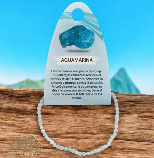 Pulsera Facetada Piedra Natural Aguamarina 3 mm 600601967 TODOMINERAL