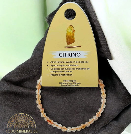 Pulsera Facetada Piedra Natural Citrino 4 mm 600603284 TODOMINERAL