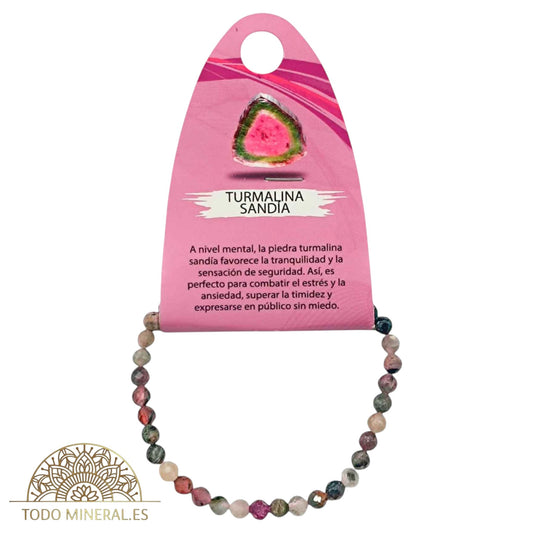Pulsera Facetada Piedra Natural Turmalina Sandia 5 mm 600602636 TODOMINERAL