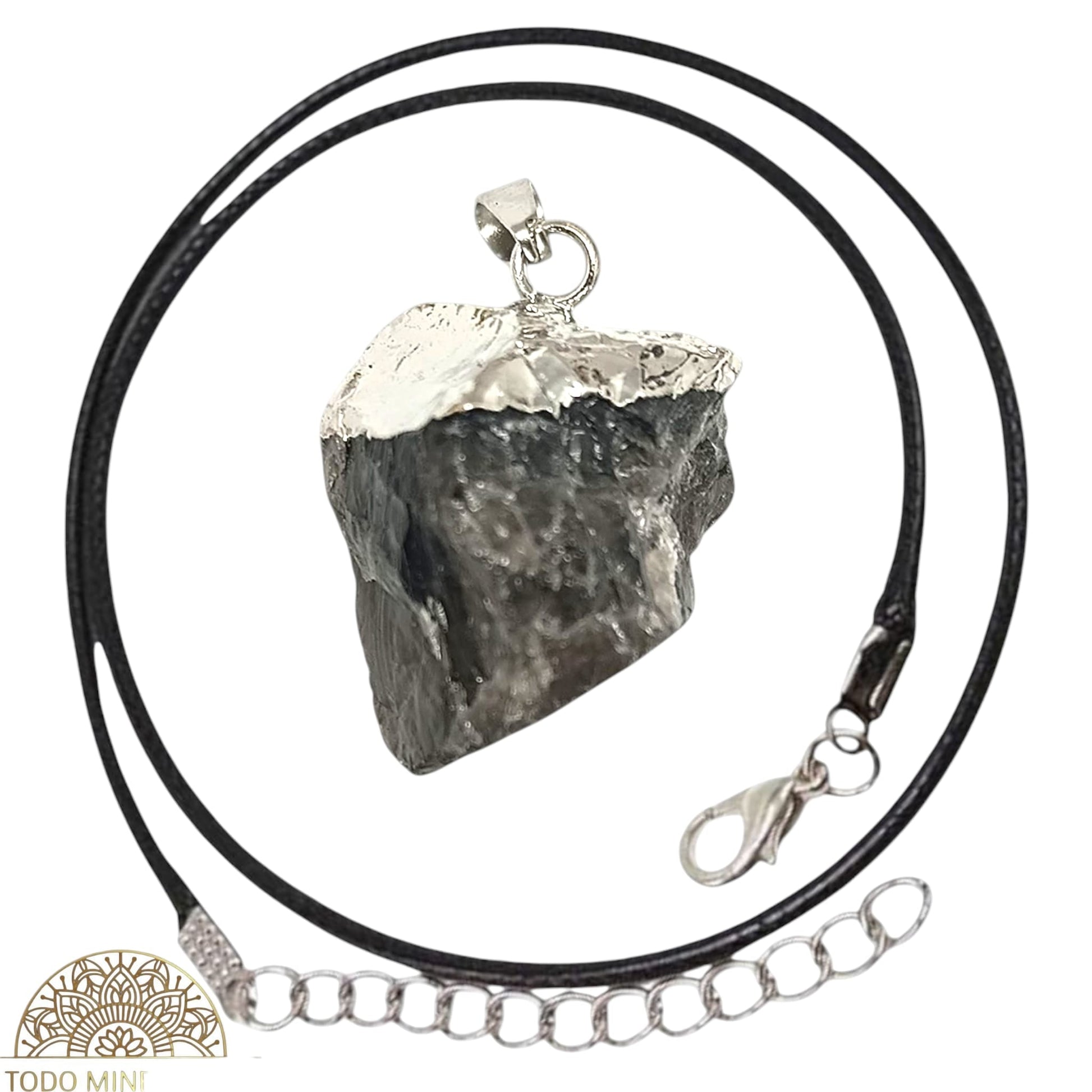 Colgante Natural Cuarzo Ahumado En Bruto Engarzado En Baño Metal 600103425 (INCLUYE CORDON 45 CMS EN NEGRO) TODOMINERAL
