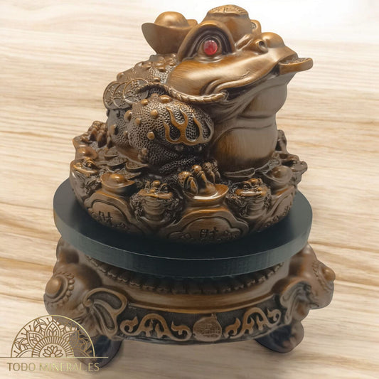 Figura En Resina Rana Feng Shui Con Peana Giratoria 25 Cms Apox 600103422 TODOMINERAL