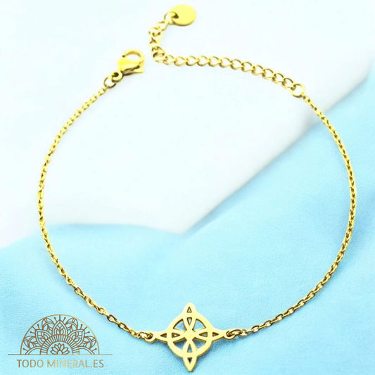 Pulsera Acero Dorado Con Dije Nudo De Bruja 61048-02 PULSERA ACERO