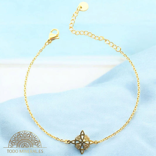 Pulsera Acero Dorado Con Dije Nudo De Bruja 61048-04 PULSERA ACERO