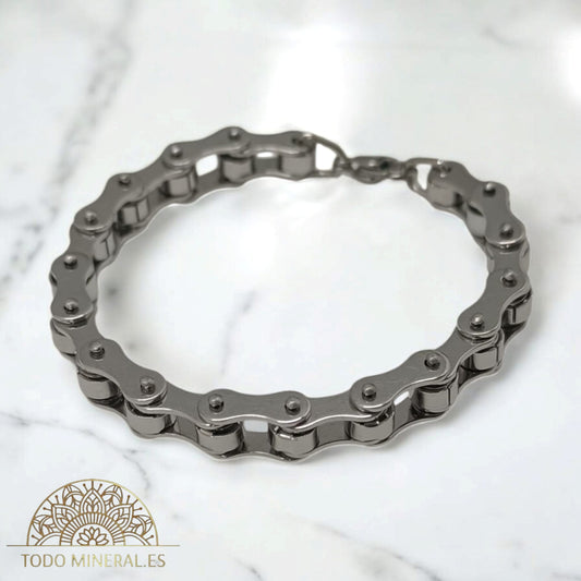 Pulsera Acero Y Caucho Cadena Motera 22 Cms 600103462-03