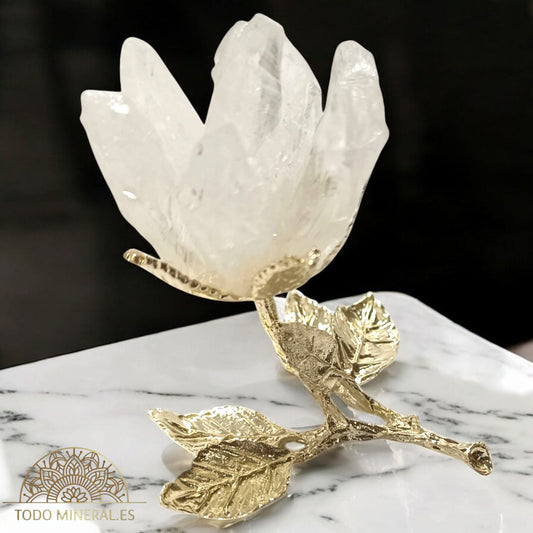 Rosa Metal Con Durza Cuarzo Blanco 9 Cms Aprox 600103471 TODOMINERAL