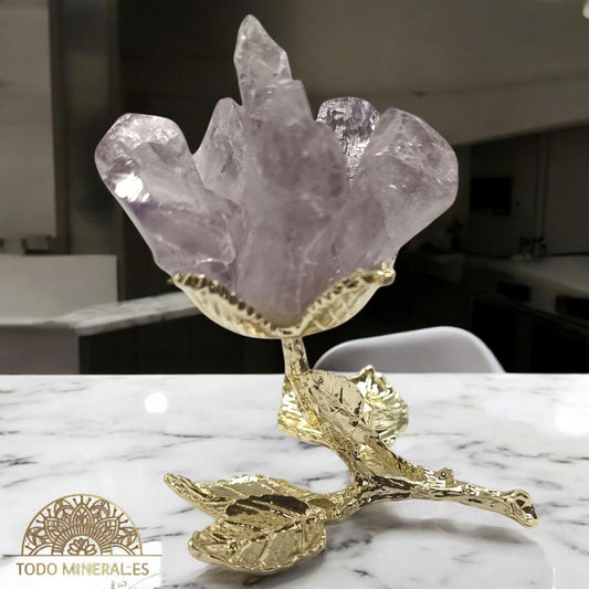 Rosa Metal Con Durza Amatista 9 Cms Aprox TODOMINERAL