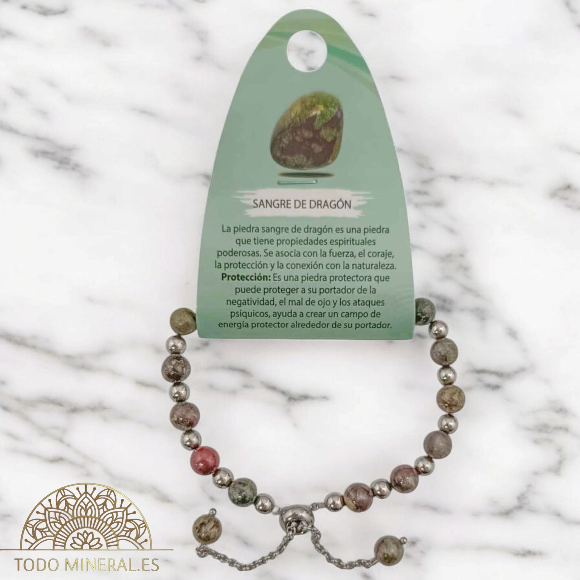 Pulsera Ajustable Piedra Natural 6 mm Sangre De Dragon Y Bolas De Acero 4 mm 600103338 PULSERAS MINERALES