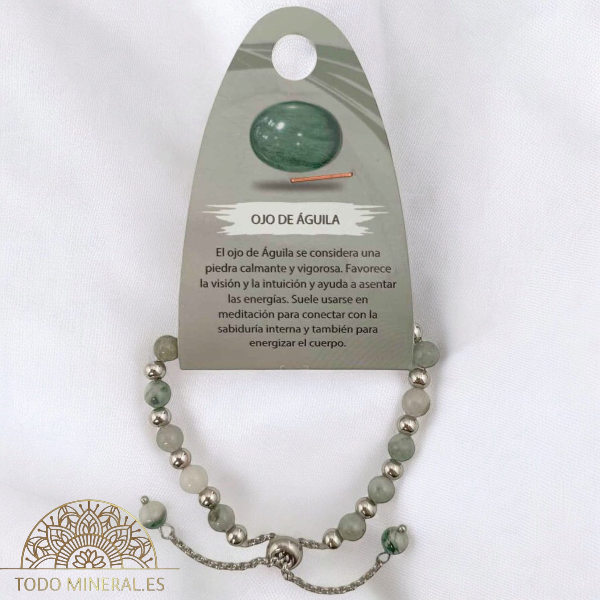 Pulsera Ajustable Piedra Natural 6 mm Piedra Ojo De Aguila Y Bolas De Acero 4 mm 600103398 PULSERAS MINERALES