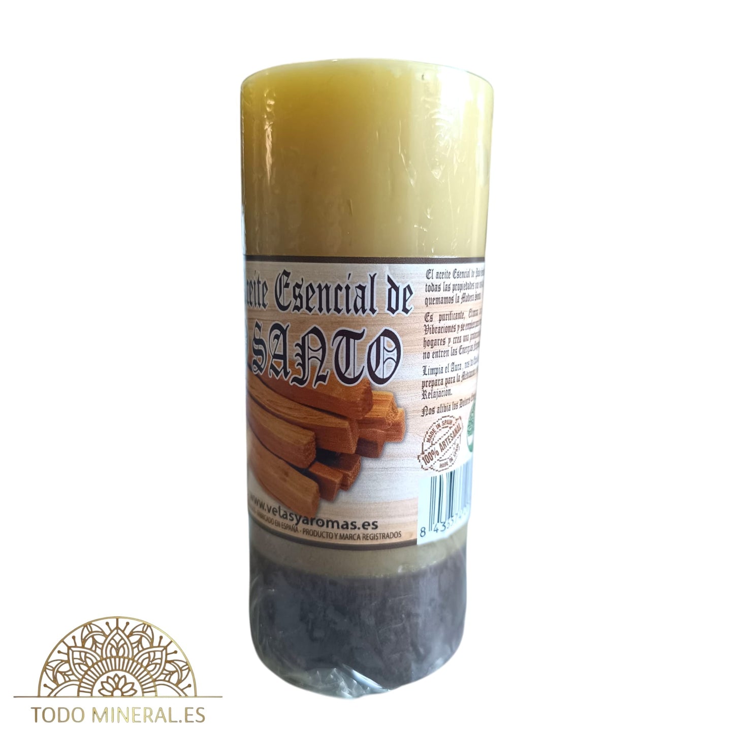 Vela Ritualizada Con Aceite Esencial Palo Santo 14x6 Cms TODOMINERAL