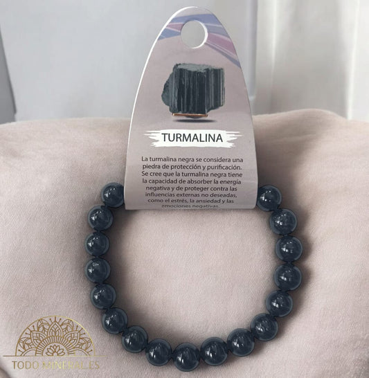 Pulsera De Hombre 22 Cms Piedra Natural Turmalina 10 mm 60090-62 TODOMINERAL