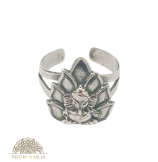 Anillo Adaptable Plata 925 Flor De Lotto Con Ganesha 400802485 TODOMINERAL