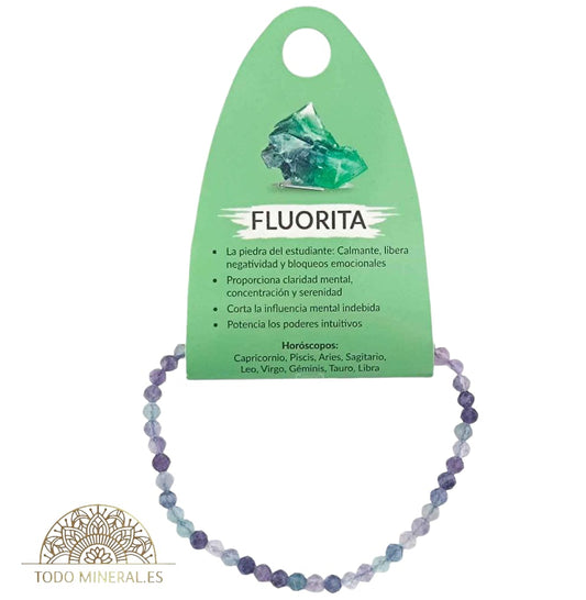Pulsera Piedra Natural Fluorita Facetada 4 mm 600601858 PULSERAS MINERALES