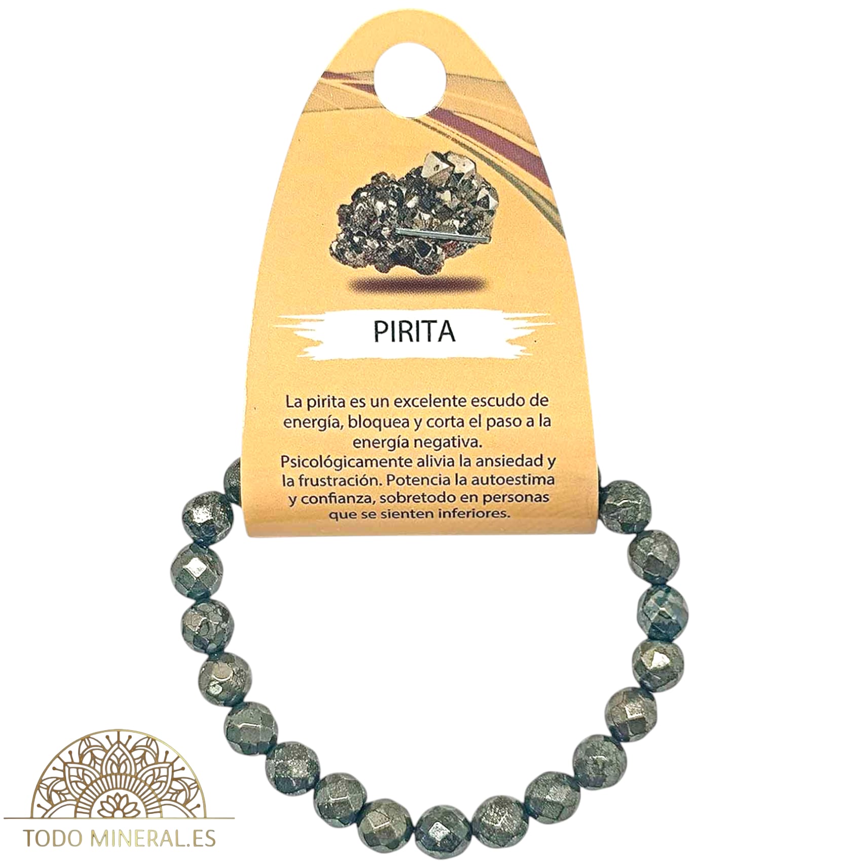 Pulsera Piedra Natural Facetada Pirita 8 mm 600603228 PULSERAS MINERALES