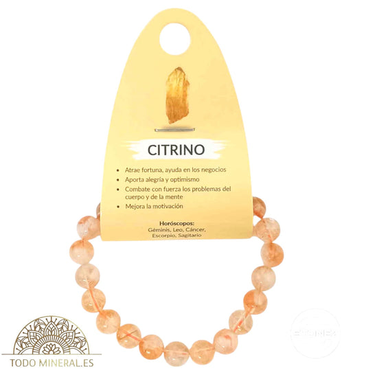 Pulsera Piedra Natural Piedra Citrino 8 mm 37653-53 PULSERAS MINERALES