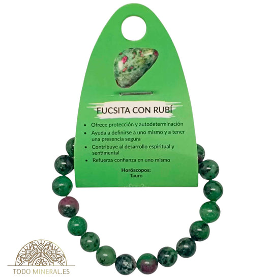 Pulsera Piedra Natural Fucsita Con Rubí 8 mm 600602623 PULSERAS MINERALES