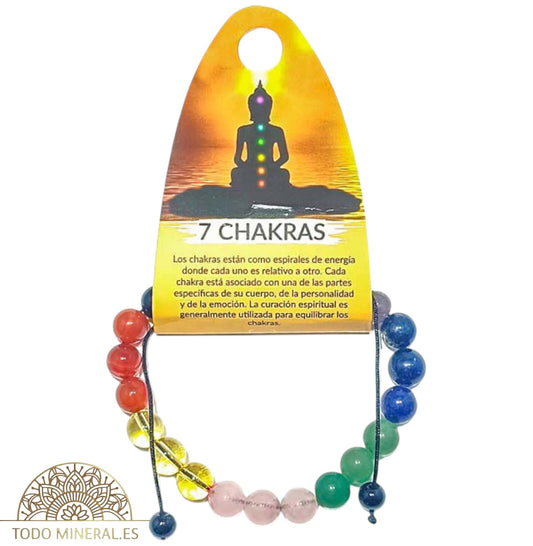 Pulsera Combinada 7 Chakras Ajustable Macrame 8 mm 60922-00 PULSERAS MINERALES