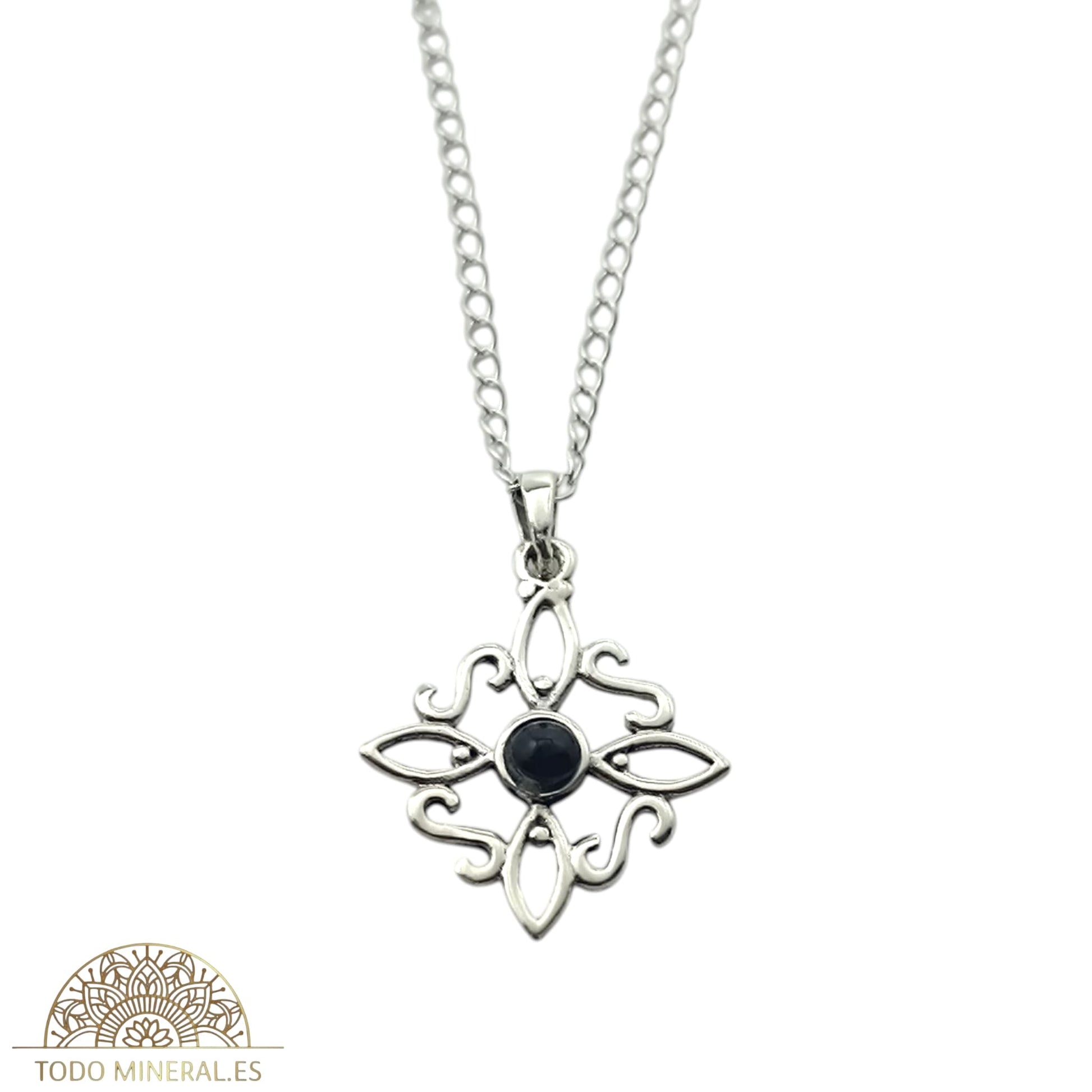 Collar Nudo De Bruja Piedra Turmalina Con Cadena Finita 45 Cms Plata 925 TODOMINERAL