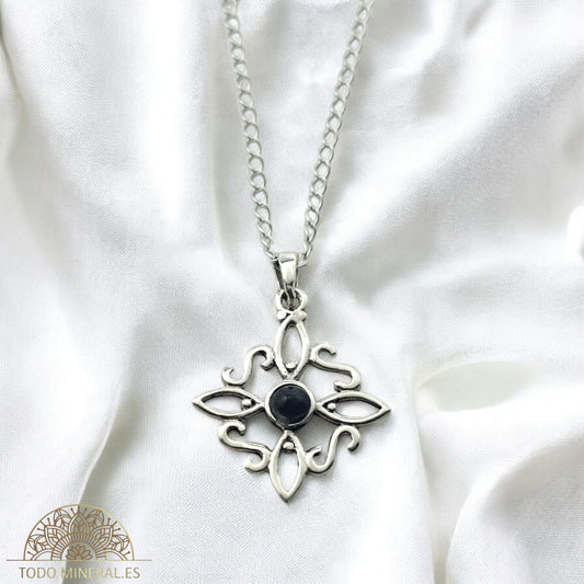 Collar Nudo De Bruja Piedra Turmalina Con Cadena Finita 45 Cms Plata 925 TODOMINERAL