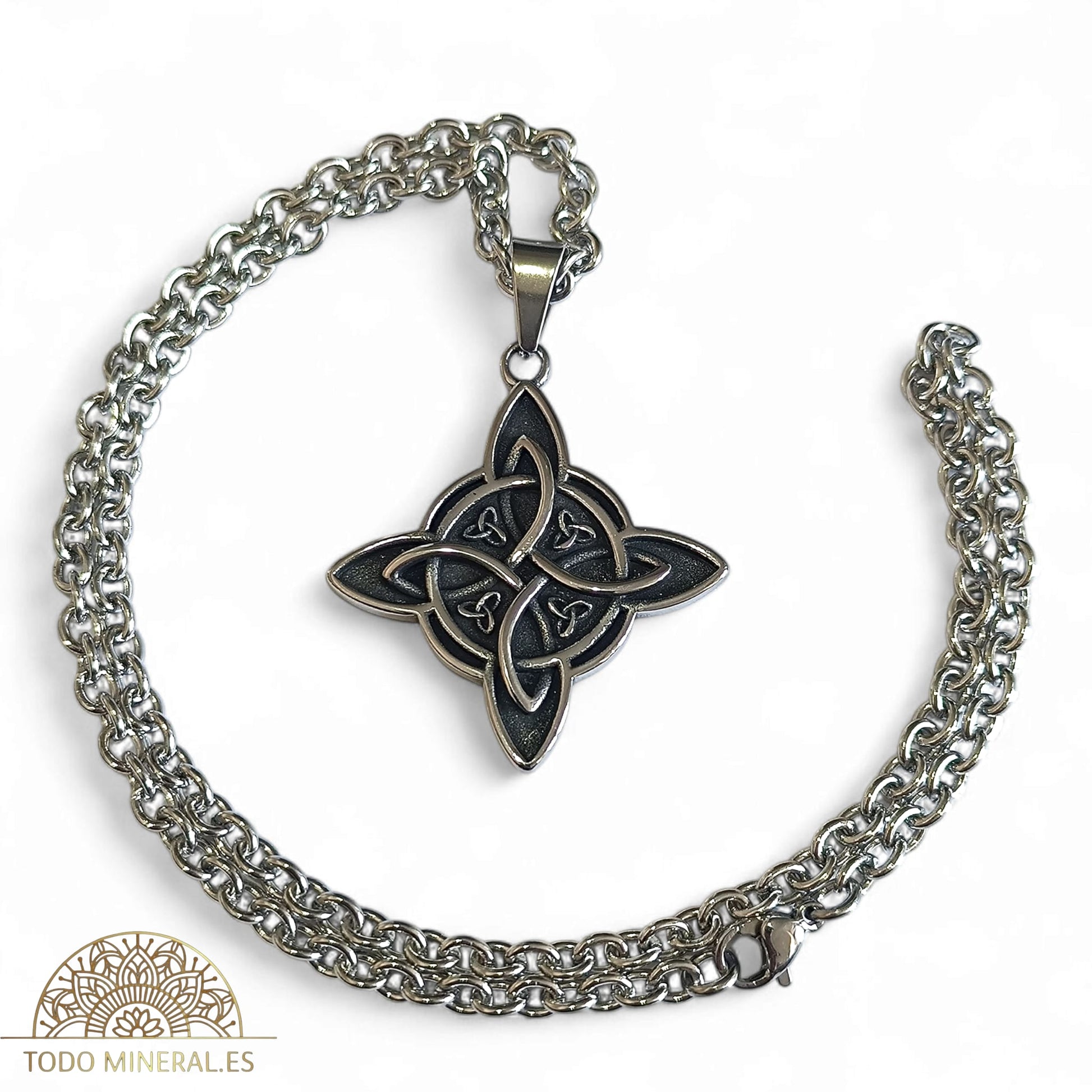 Collar Nudo De Bruja En Acero Inoxidable Con Cadena 45 Cms TODOMINERAL