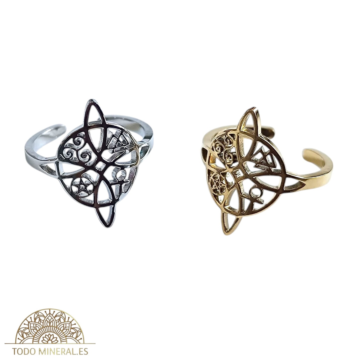 Anillo Adaptable Acero Nudo De Bruja TODOMINERAL