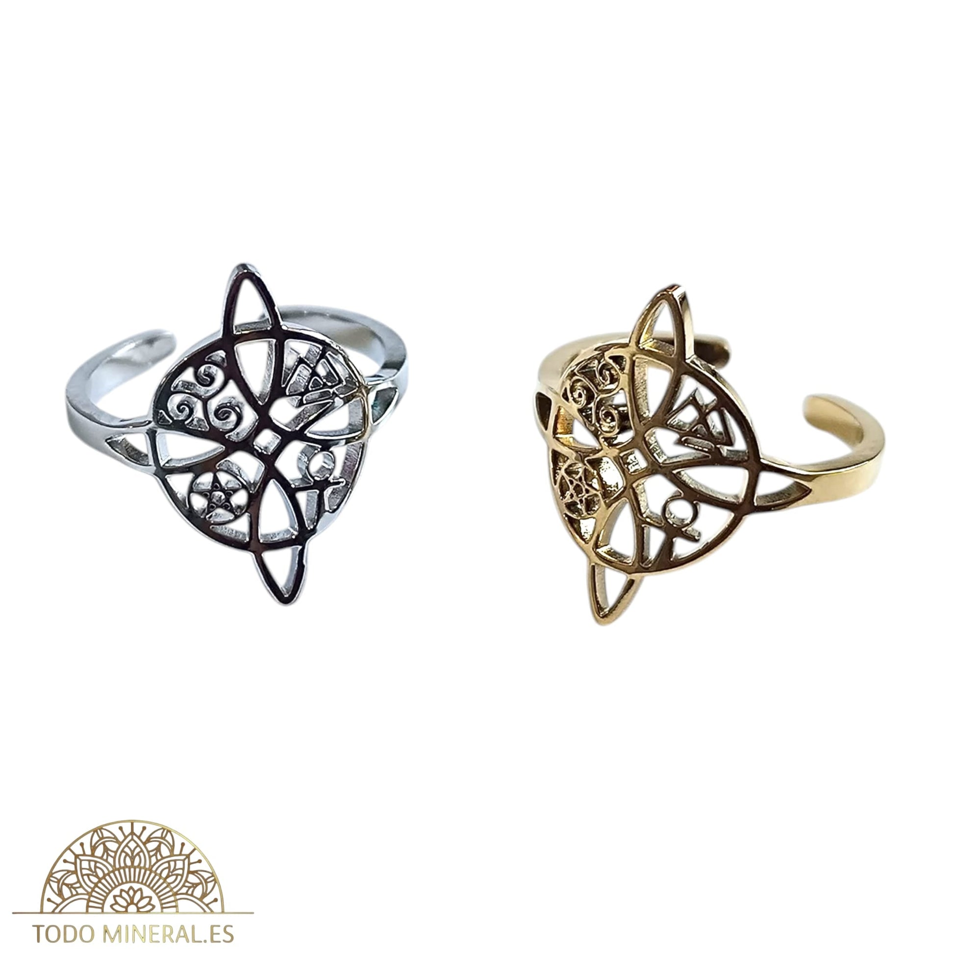 Anillo Adaptable Acero Nudo De Bruja TODOMINERAL