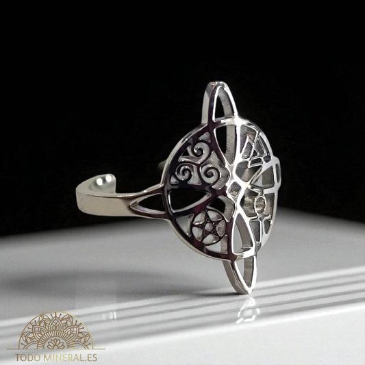 Anillo Adaptable Acero Nudo De Bruja TODOMINERAL