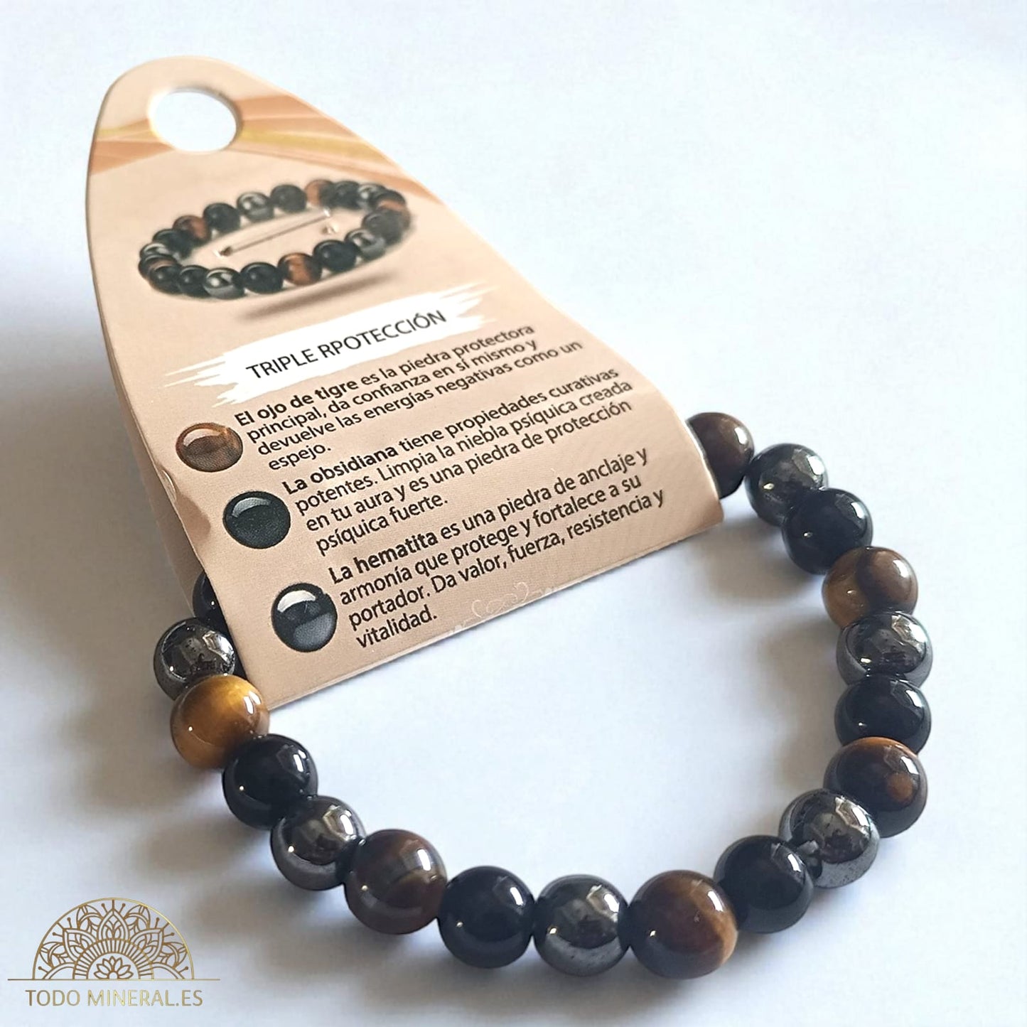 Pulsera Combinada Triple Potección 8 mm PULSERAS MINERALES