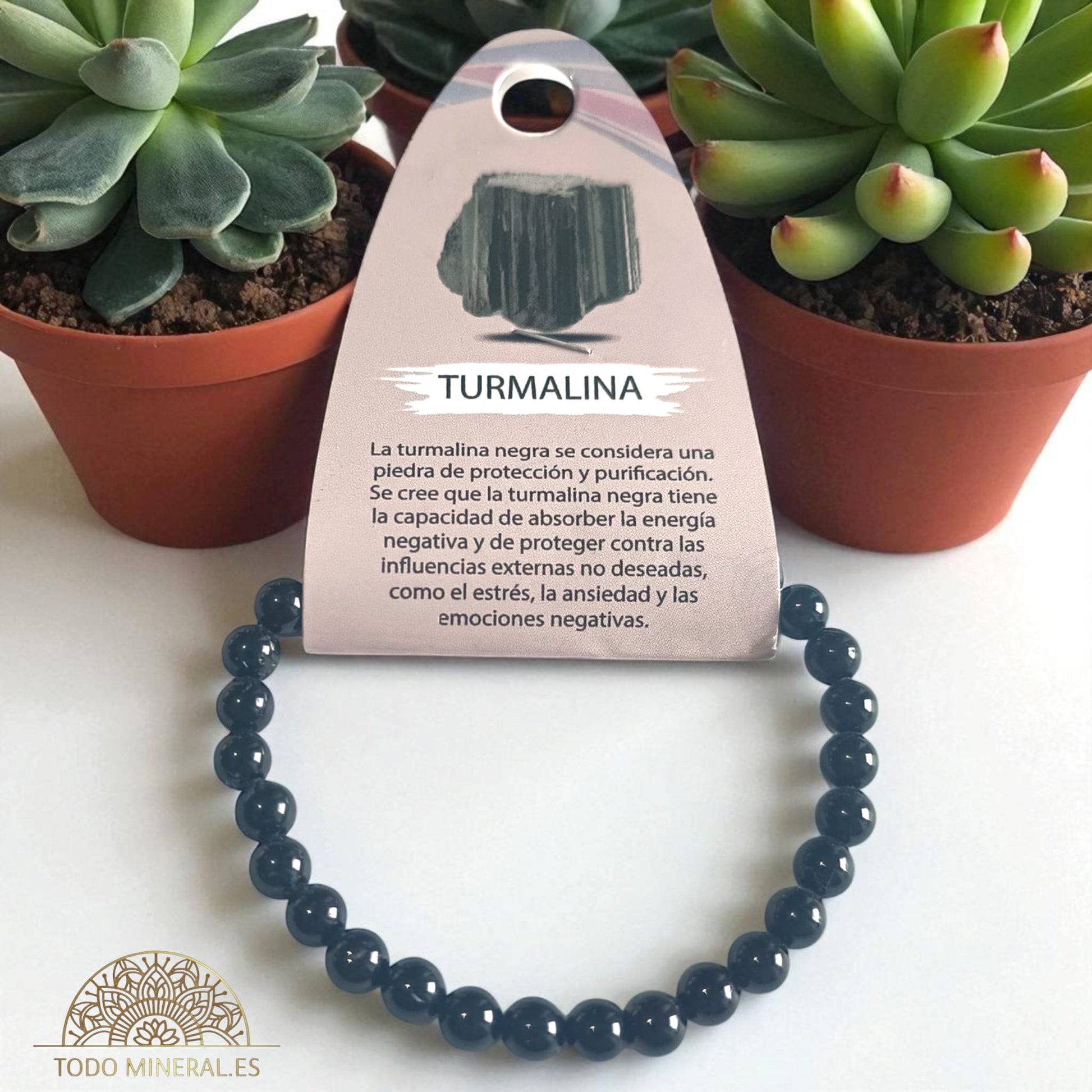 Pulsera Piedra Natural Piedra Turmalina 6 mm PULSERAS MINERALES