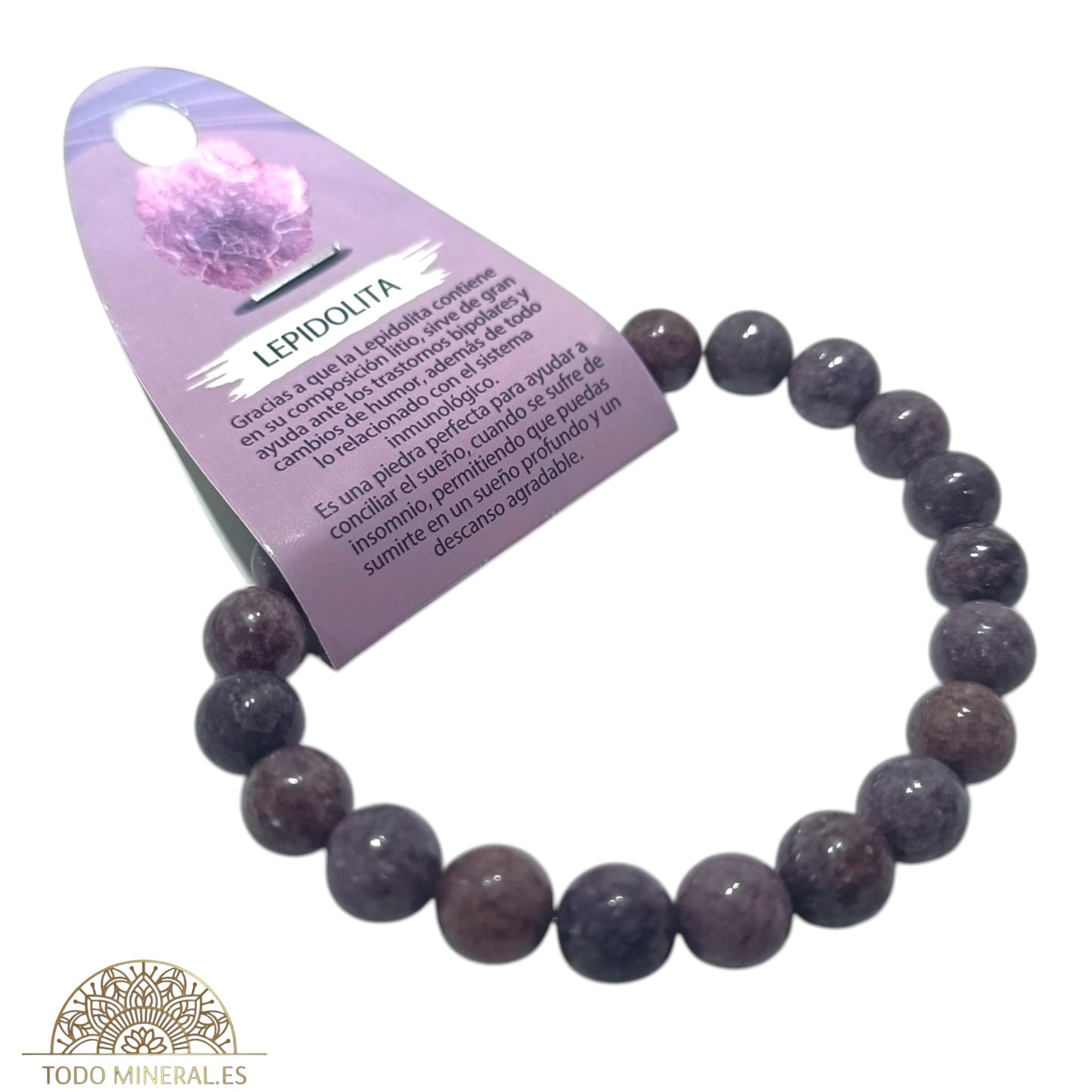 Pulsera Hombre 8 mm Piedra Natural Lepidolita 22 CMS TODOMINERAL