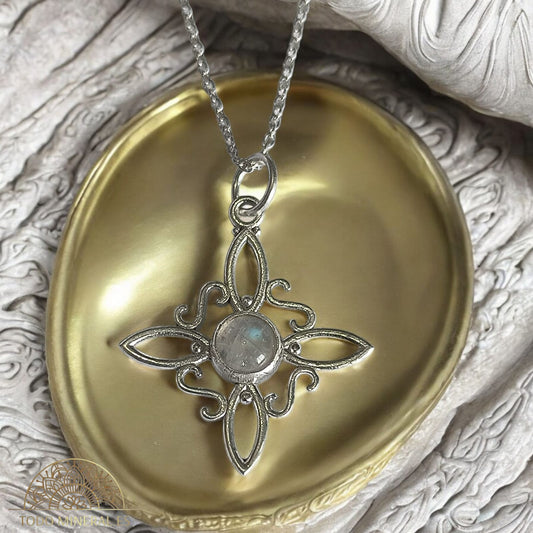 Collar Nudo De Bruja Piedra Luna Con Cadena 45 Cms Plata 925 TODOMINERAL