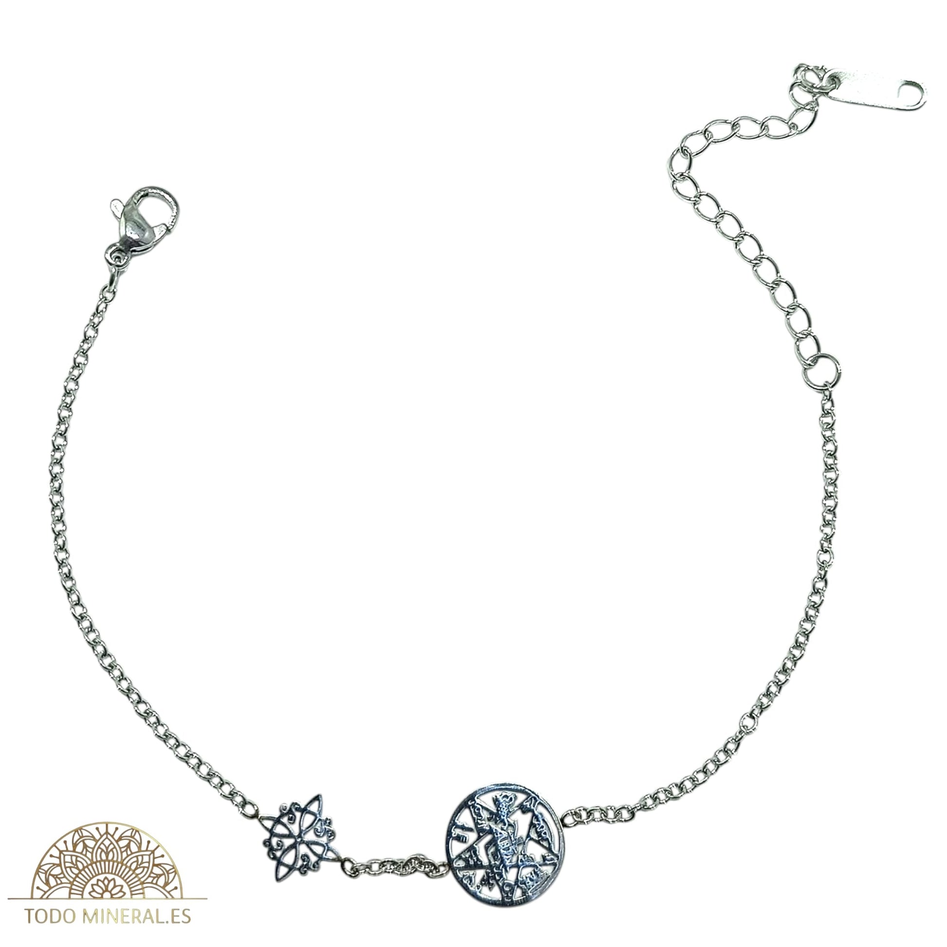 Pulsera Acero Doble Protección Tetragramaton Nudo De Bruja PULSERA ACERO