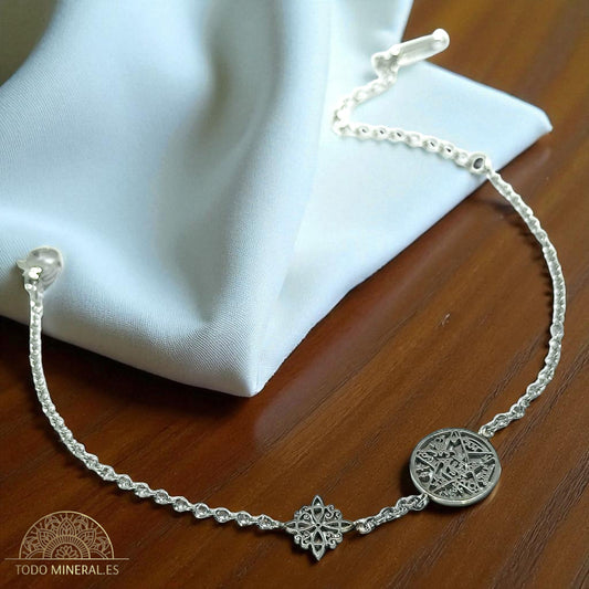 Pulsera Acero Doble Protección Tetragramaton Nudo De Bruja PULSERA ACERO