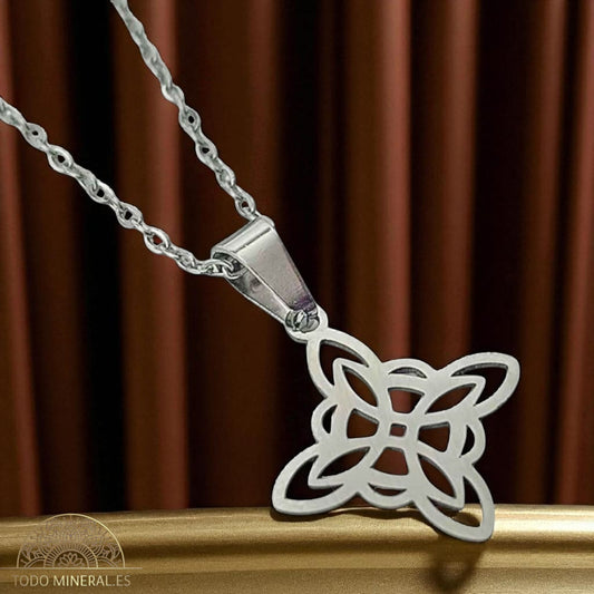 Collar Nudo De Bruja En Acero Inoxidable Con Cadena 40 Cms TODOMINERAL