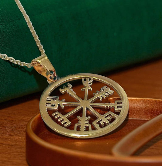 Collar Vegvisir Acero Inoxidable Con Cadena 40 Cms (Elije tono) TODOMINERAL