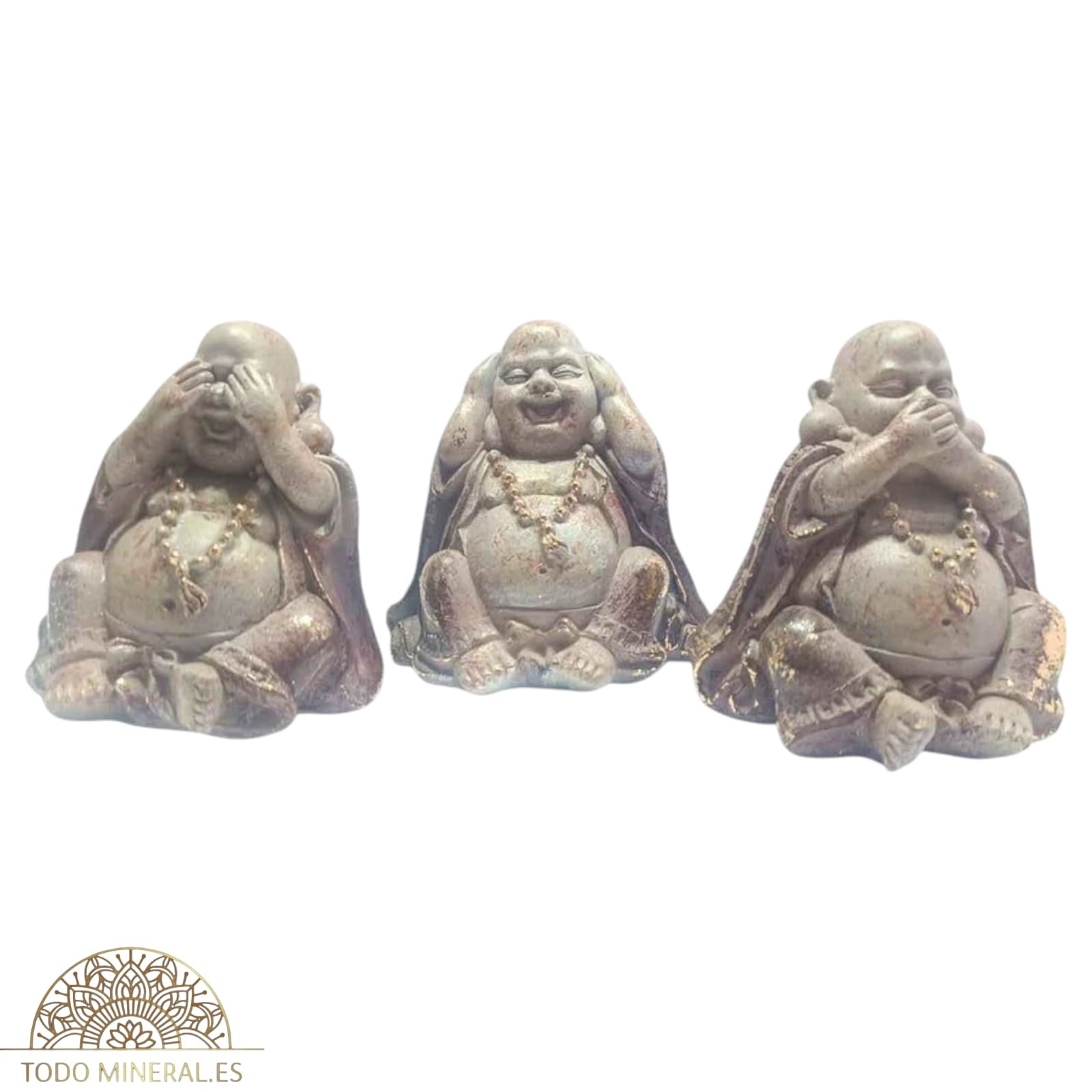 Juego Figuras En Resina Buda Feliz Ver Oir Callar 7 Cms Aprox 600103640 TODOMINERAL