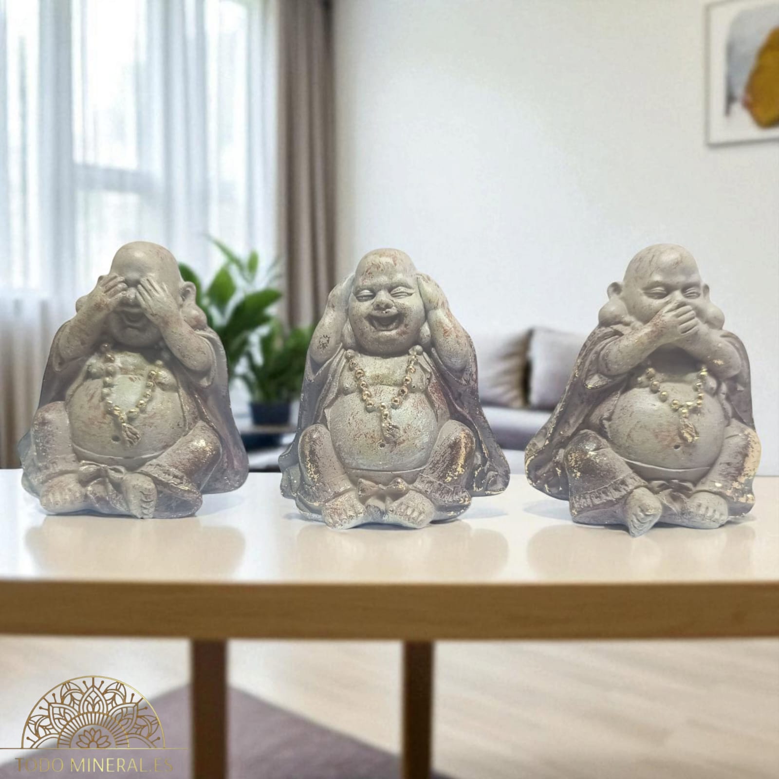 Juego Figuras En Resina Buda Feliz Ver Oir Callar 7 Cms Aprox 600103640 TODOMINERAL