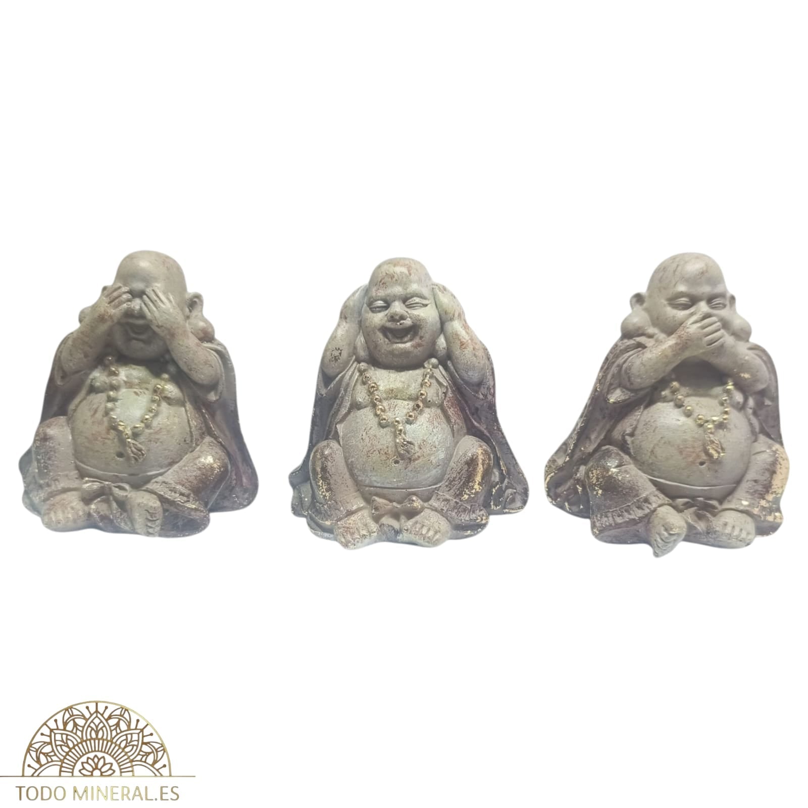 Juego Figuras En Resina Buda Feliz Ver Oir Callar 7 Cms Aprox 600103640 TODOMINERAL