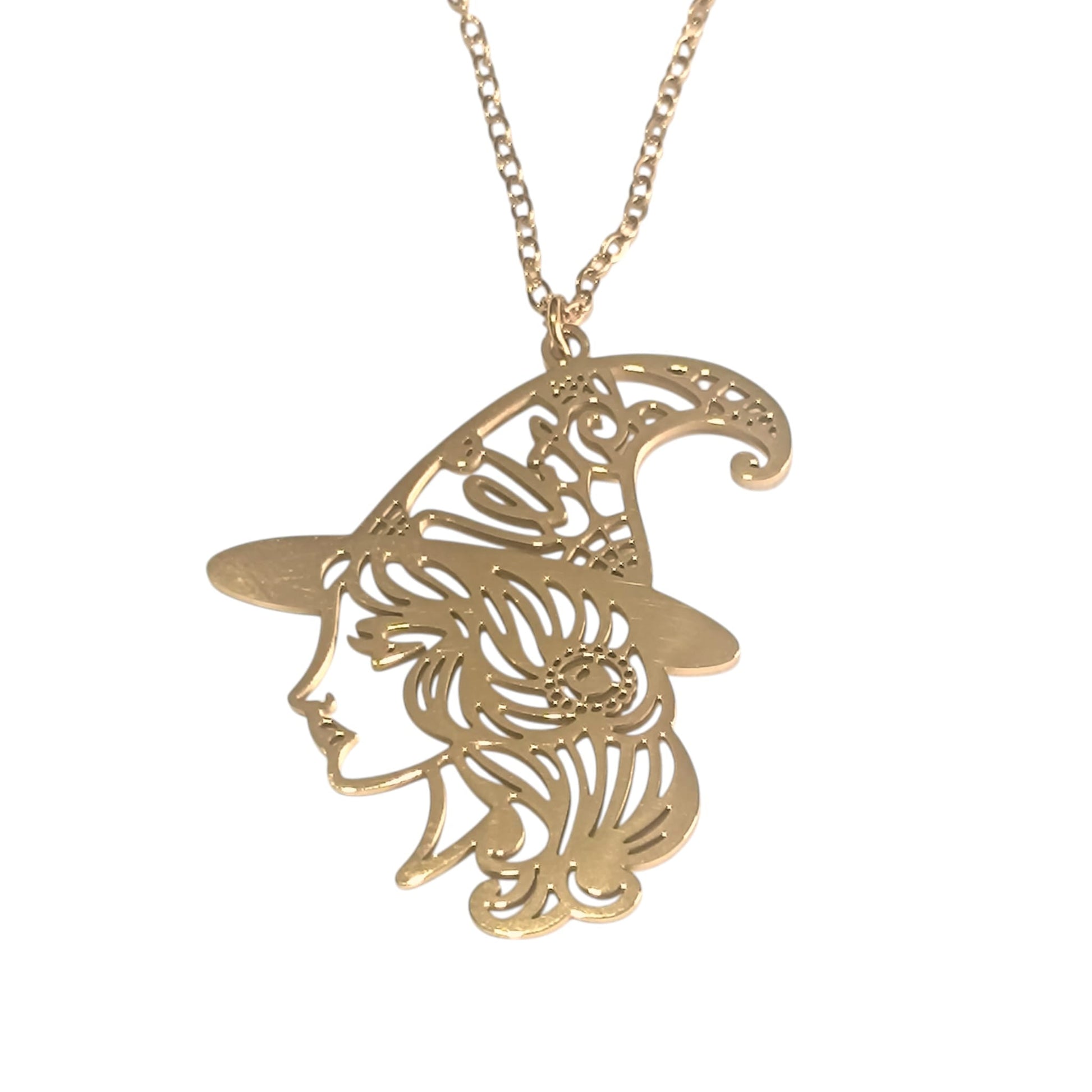 Collar  Bruja En Acero Inoxidable Cadena 45 Cms Elige color TODOMINERAL