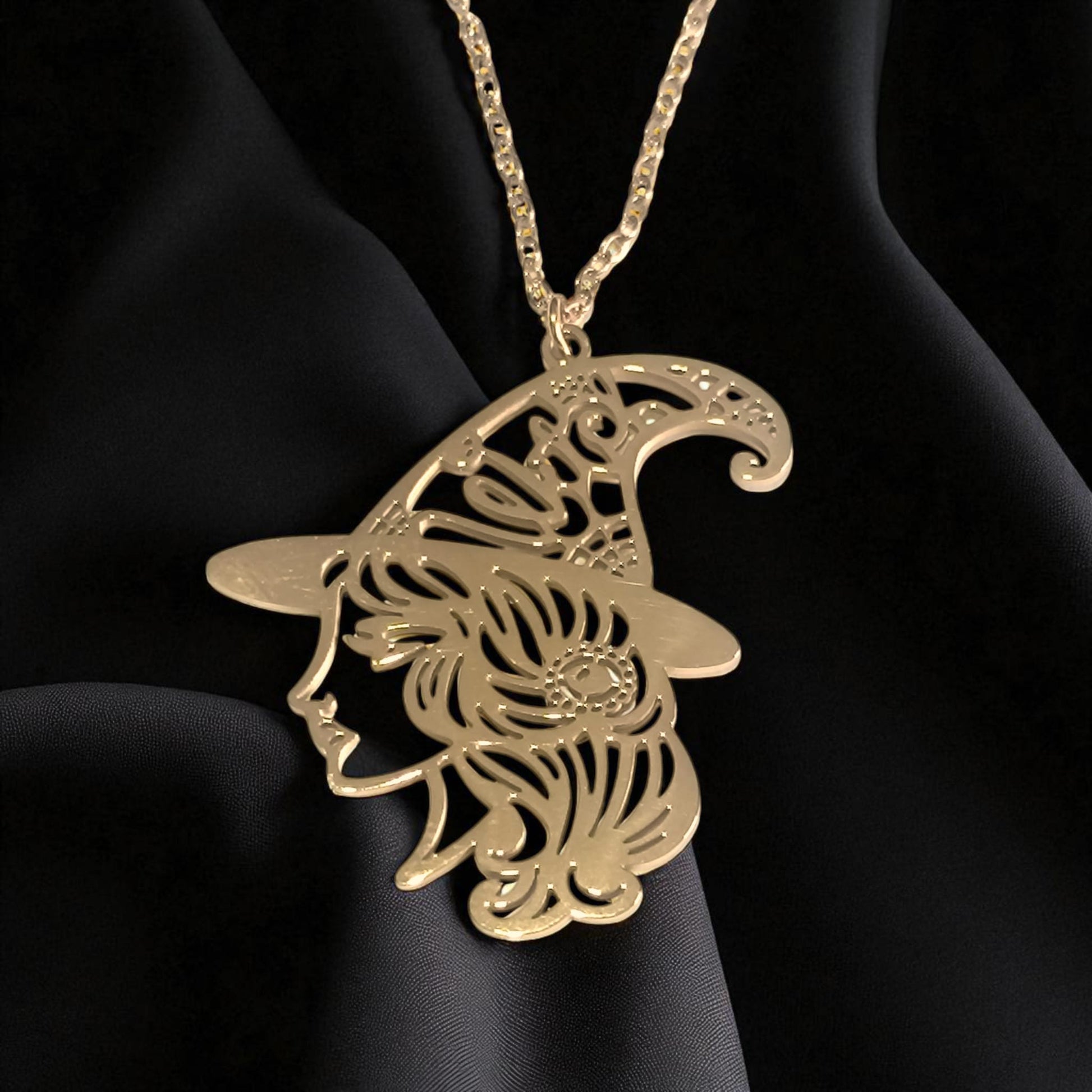 Collar  Bruja En Acero Inoxidable Cadena 45 Cms Elige color TODOMINERAL